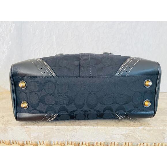 Coach Hampton black canvas leather shoulder bag Carryall 10532 - Picture 6 of 10